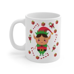 Cute Elf Candy Cane Mug 11oz