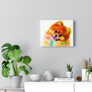 Pomeranian Colorful Rainbow Watercolour Abstract Art – Wall Decor – Love my Pom – Canvas Gallery Wraps