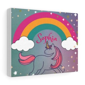 Personalized Unicorn and Rainbows Girls Room Canvas Gallery Wraps