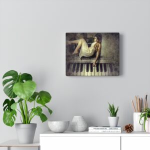 Woman On Piano – Vintage – Photomontage – Lady – Girl – Piano Themed – Piano Gift – Canvas Gallery Wraps