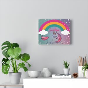 Personalized Unicorn and Rainbows Girls Room Canvas Gallery Wraps