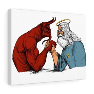 God wrestling Satan Devil Canvas Gallery Wraps