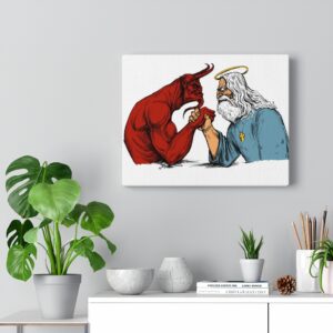 God wrestling Satan Devil Canvas Gallery Wraps