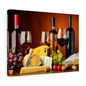 Wine, Cheese and Grapes Canvas Gallery Wraps – Loves Wine – Wine Lover Gift