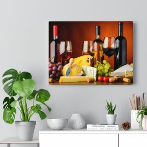 Wine, Cheese and Grapes Canvas Gallery Wraps – Loves Wine – Wine Lover Gift