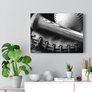 Vintage Baseball Mitt Bat Canvas Gallery Wraps