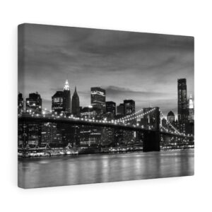 Brooklyn Bridge and Manhattan Skyline At Night, New York City Canvas Gallery Wraps