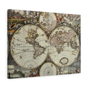 Old World Hemisphere Map 1668 – Maps – Canvas Gallery Wraps