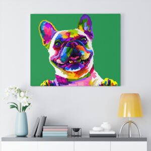 Colorful Rainbow French Bulldog Canvas Gallery Wraps Modern Abstract Art