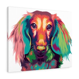 Long Haired Dachshund Colorful Rainbow Bright Abstract Art Wall Art Canvas Gallery Wraps – Dog Canvas