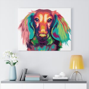 Long Haired Dachshund Colorful Rainbow Bright Abstract Art Wall Art Canvas Gallery Wraps – Dog Canvas