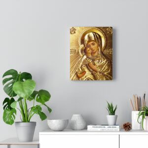 Traditional Orthodox Icon of Mother Mary – Virgin Mary – Infant Jesus – Canvas Gallery Wraps