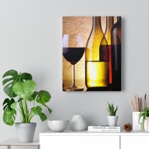 Red Wine Glass and Bottles  Canvas Gallery Wraps