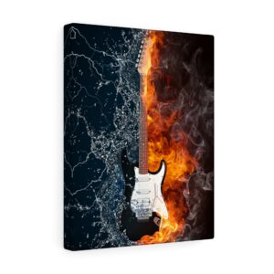 Electric Guitar in Flames – Guitar Gift – Canvas Gallery Wraps