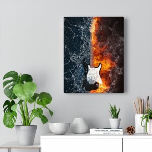 Electric Guitar in Flames – Guitar Gift – Canvas Gallery Wraps