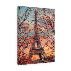 Fall Eiffel Tower Paris Leaves Canvas Gallery Wraps