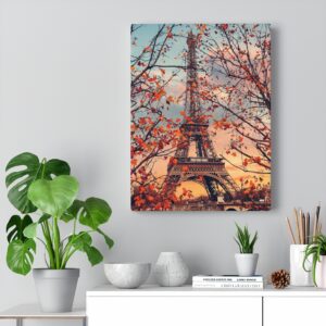 Fall Eiffel Tower Paris Leaves Canvas Gallery Wraps