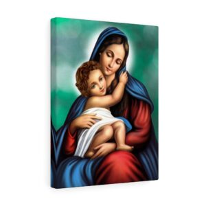 Blessed Mother and Infant Jesus Virgin Mary Baby Jesus Roman Catholic Christian Religious Canvas Gallery Wraps