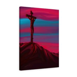 Jesus on Cross Crucifixion Colorful Sunrise Religious Easter Canvas Gallery Wraps Wall Art Wall Decor