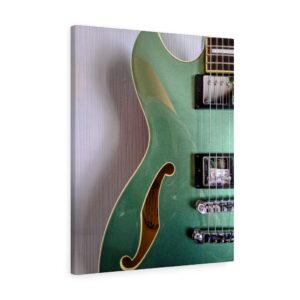 Green Electric Guitar with Strings Canvas Gallery Wraps