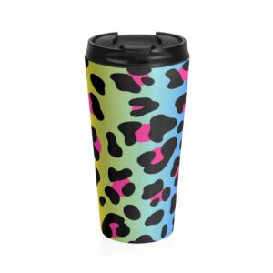 Rainbow Leopard Print Stainless Steel Travel Mug