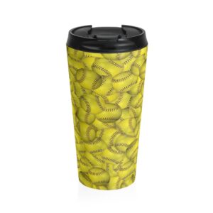 Softball Themed Stainless Steel Travel Mug