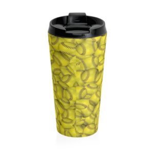 Softball Themed Stainless Steel Travel Mug