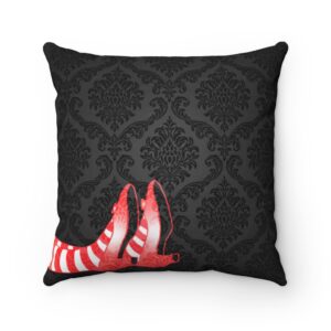 Black Damask Pattern Witches Heels Legs Halloween Spun Polyester Square Pillow