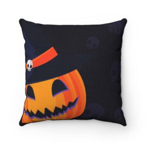 Spooky Halloween Jack-O-Lantern Skulls Spun Polyester Square Pillow