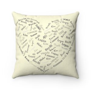 Custom Names in Heart Spun Polyester Square Pillow