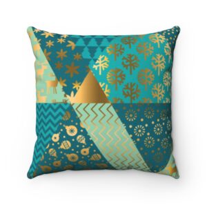 Luxury xmas pattern naive Christmas motif in red and blue colors Spun Polyester Square Pillow