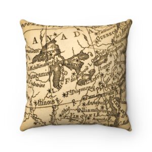 Old map East coast of America – Canada Map – Spun Polyester Square Pillow