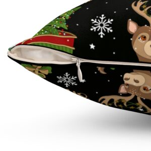 Black Background Santa Claus on Sleigh Ho Ho Ho Spun Polyester Square Pillow