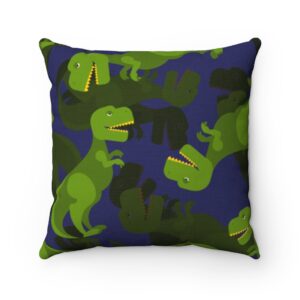 Royal Blue and Green Dinosaur Pillow – Dinosaur Bedding – Dinosaur room – Dino Spun Polyester Square Pillow