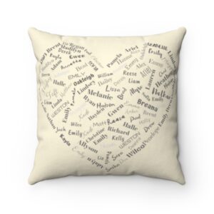 Christine Personalized Pillow with Kids Names on It in Heart shape – Spun Polyester Square Pil