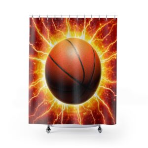 Basketball Lightning – Cool Shower Curtain – Basketball Gift – Shower Curtains