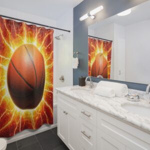 Basketball Lightning – Cool Shower Curtain – Basketball Gift – Shower Curtains