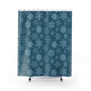 Blue Snowflake Christmas Shower Curtains