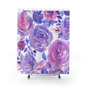 Purple Floral Watercolor Shower Curtains