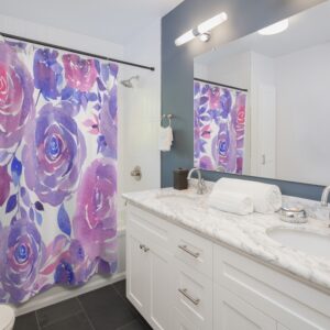 Purple Floral Watercolor Shower Curtains