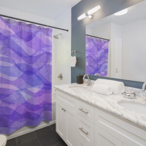 Purple Line Swirls Shower Curtains