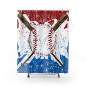 Red White Blue Baseball with Bats Graffiti Art Shower Curtains