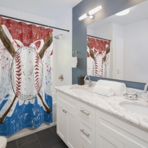 Red White Blue Baseball with Bats Graffiti Art Shower Curtains