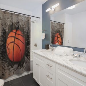 Basketball in Concrete Shower Curtains