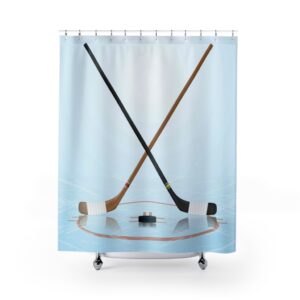 Ice Hockey – Hockey Gift – Loves Hockey – Hockey Sticks – Puck – Hockey Player – Shower Curtains