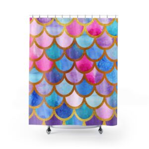 Rainbow Colorful Bright Tye Dye Mermaid Scales Pattern Fun Shower Curtains