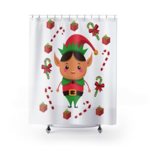 Cute Elf Christmas Shower Curtain – Holiday Shower Curtain