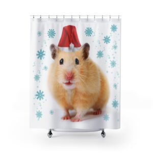 Christmas Hamster Curtain – Cute Hamster Gift – Kids Shower – Loves Hamsters Holiday – Hamster Santa -Shower Curtain