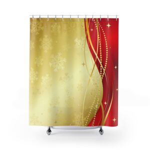 Gold Red Christmas Snowflake Elegant Shower Curtains