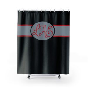 LAE Black and Red Monogram – Personalized – Shower Curtains